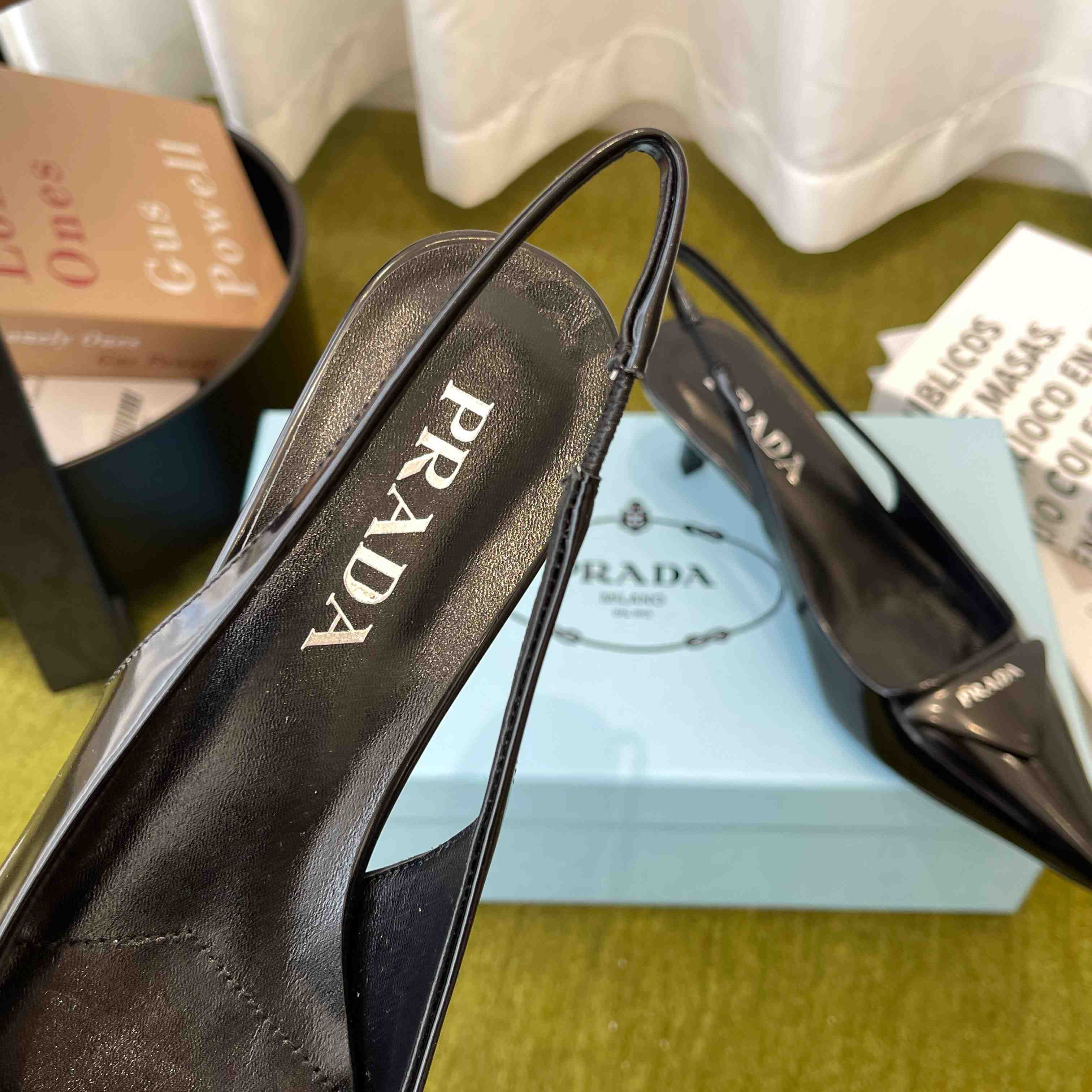 Prada Patent Leather Slingback Pumps - DesignerGu