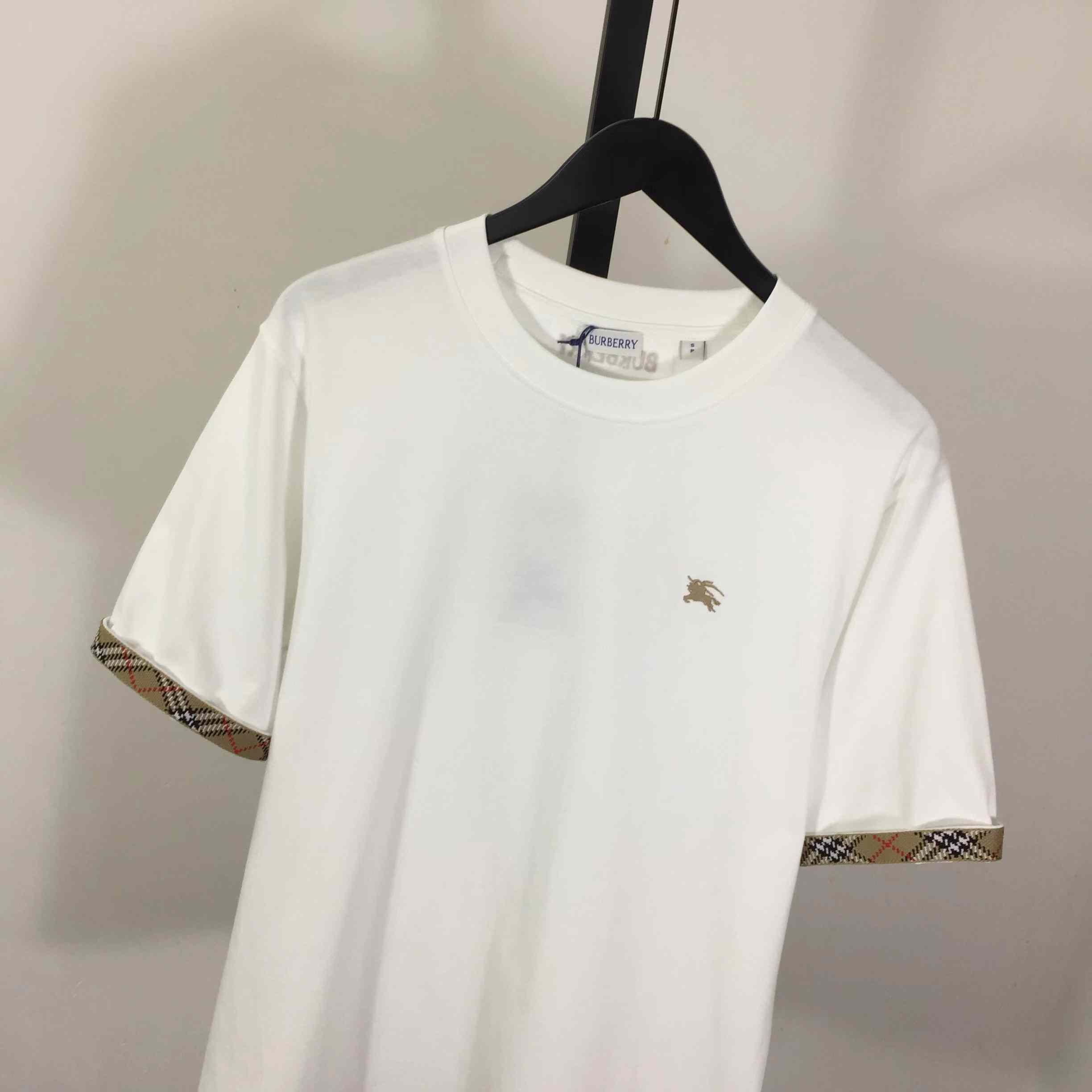 Burberry Check Trim Cotton T-shirt - DesignerGu