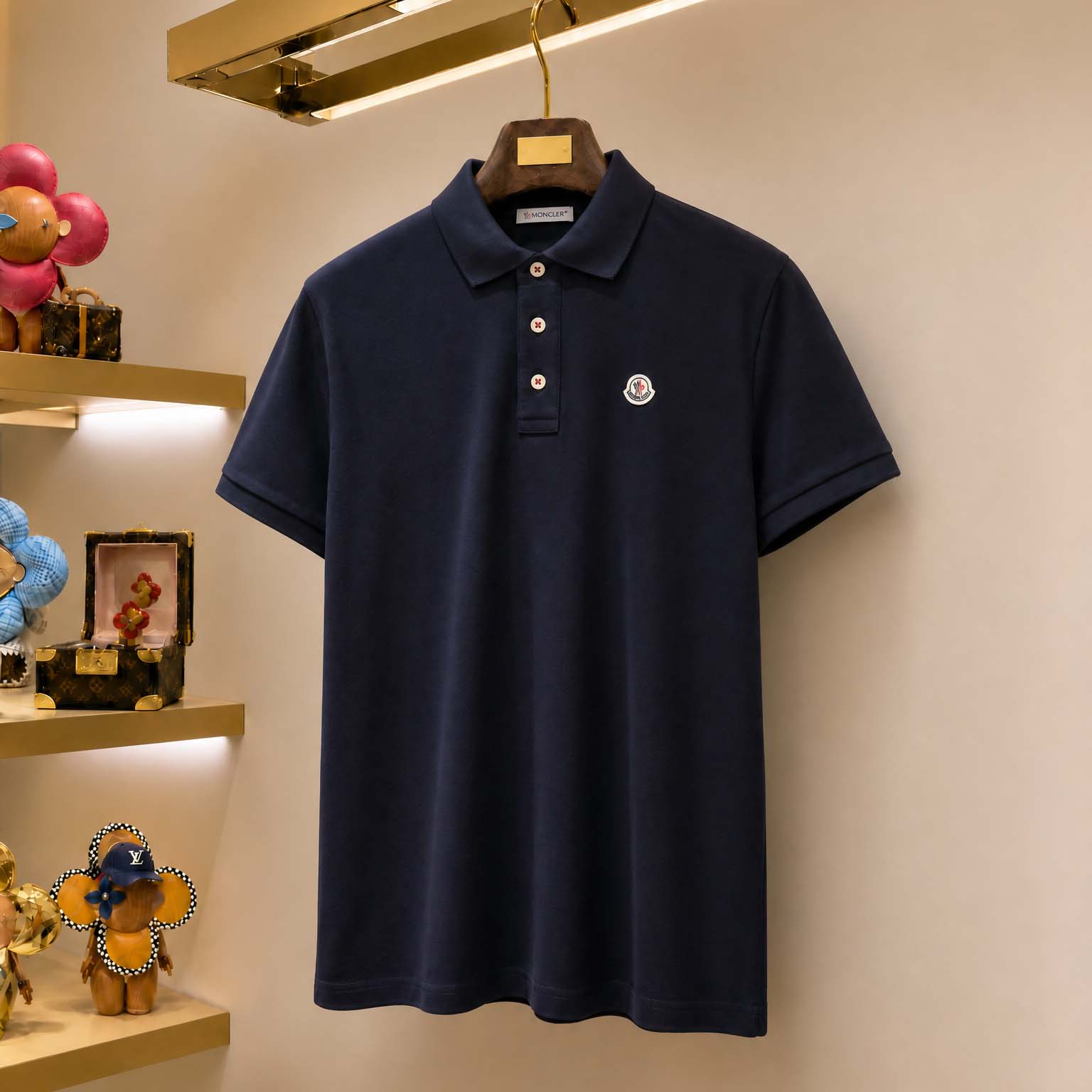 Moncler Logo Patch Cotton Polo Shirt - DesignerGu