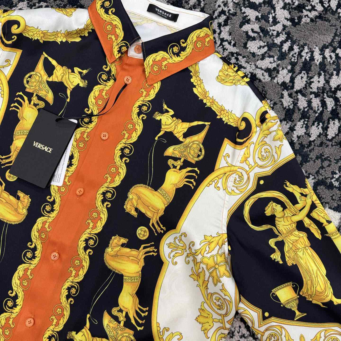 Versace Printed Silk Twill Regular Shirt - DesignerGu