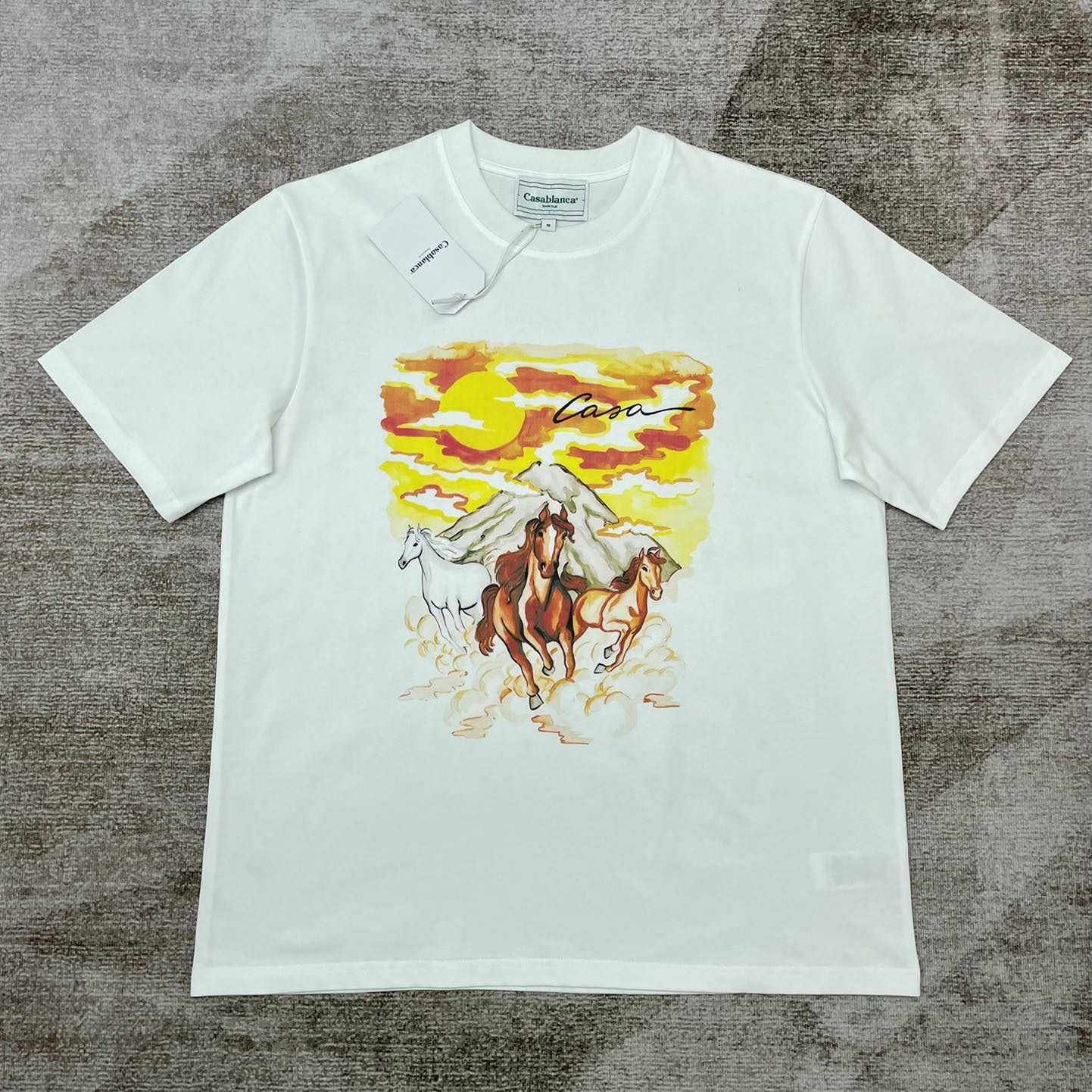 Casablanca Chevaux Sauvages-Print Organic-Cotton T-shirt C736 - DesignerGu