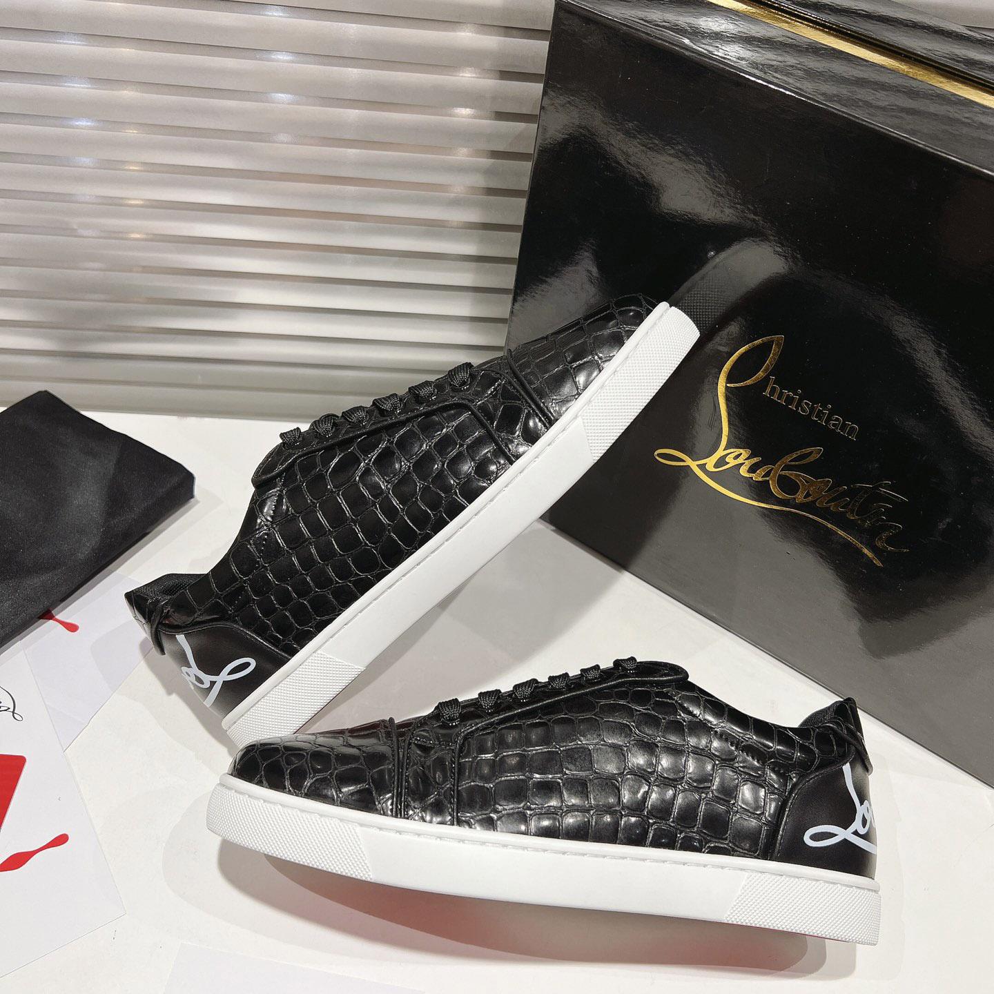Christian Louboutin Fun Vieira Croc-Effect Leather Sneakers - DesignerGu