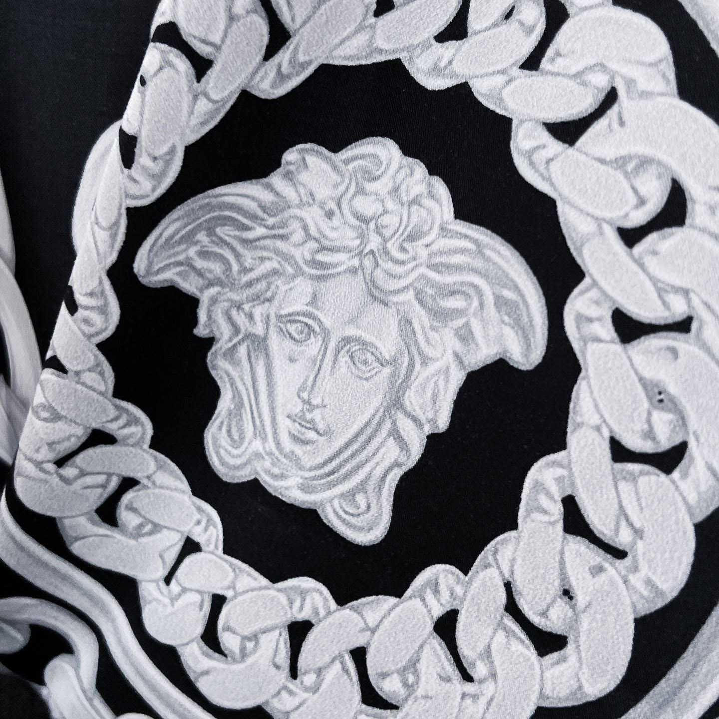 Versace Black Medusa Chains Silk Shirt - DesignerGu