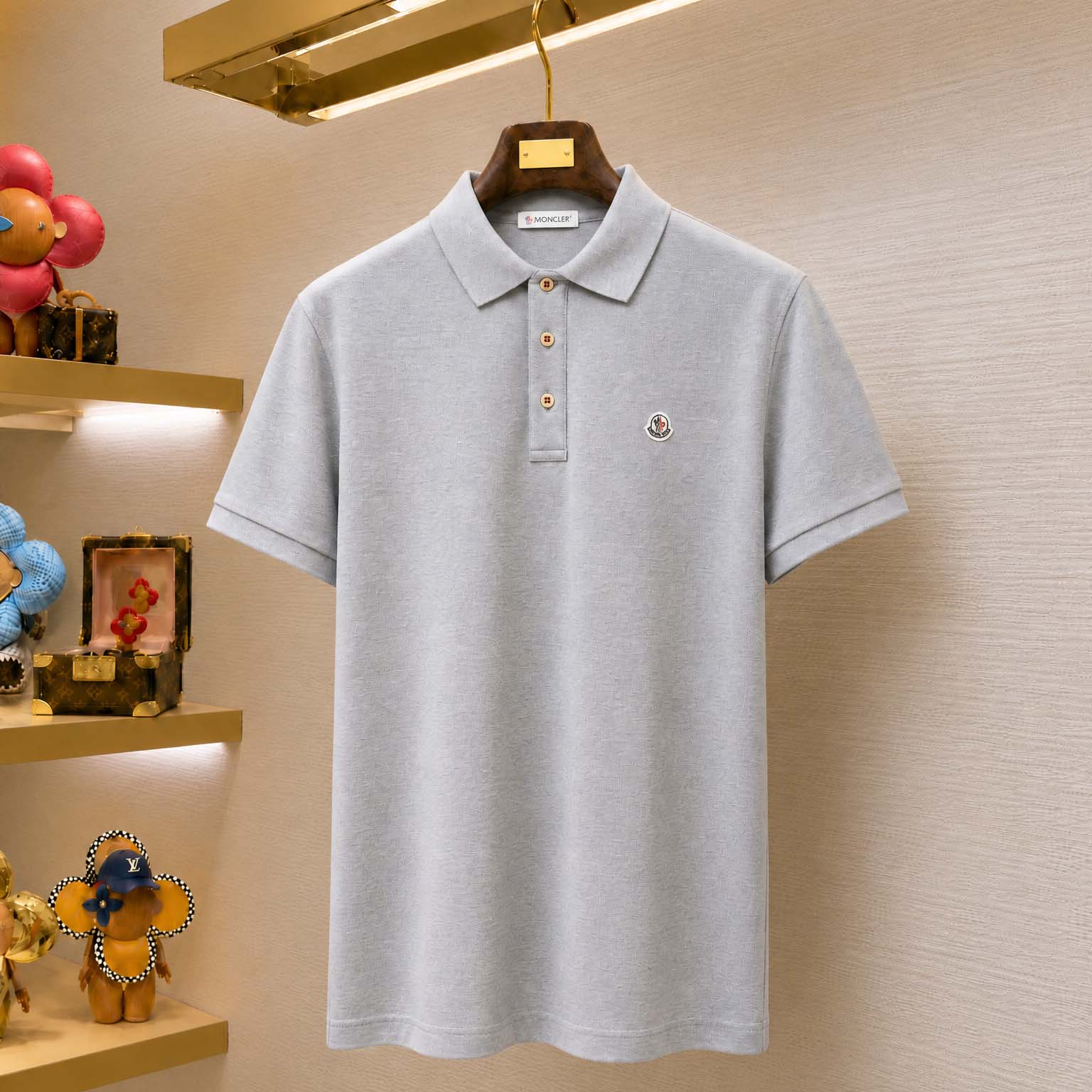 Moncler Logo Patch Cotton Polo Shirt - DesignerGu