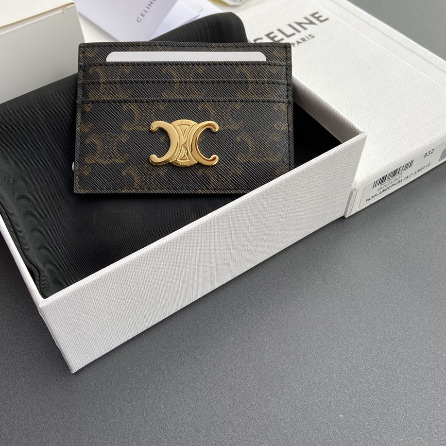 Celine Card Holder Triomphe In Triomphe Canvas - DesignerGu