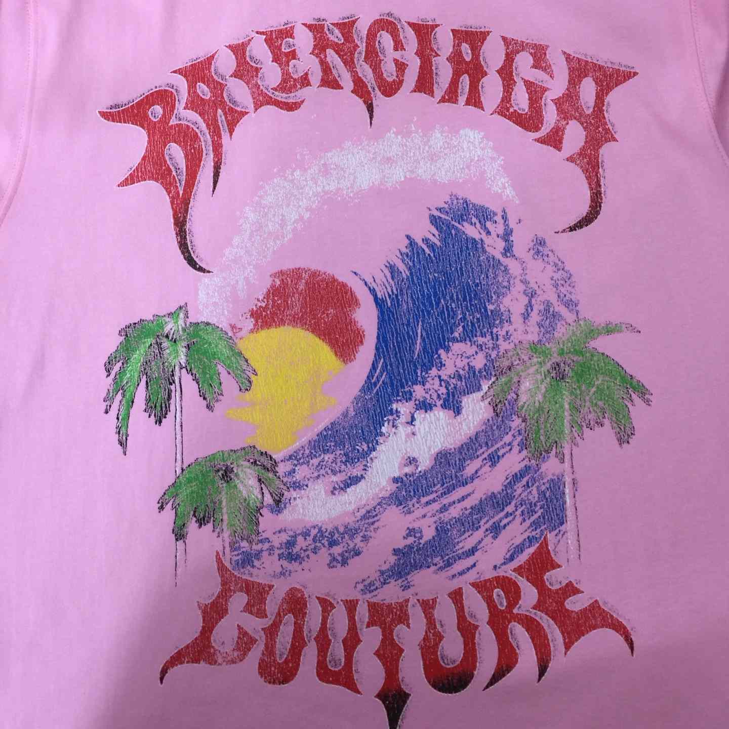 Balenciaga Vintage Surfer Oversized T-Shirt in old pink dry jersey - DesignerGu
