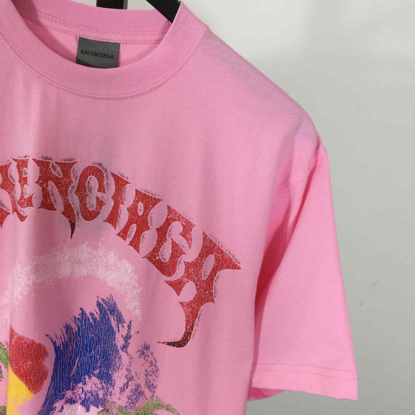 Balenciaga Vintage Surfer Oversized T-Shirt in old pink dry jersey - DesignerGu