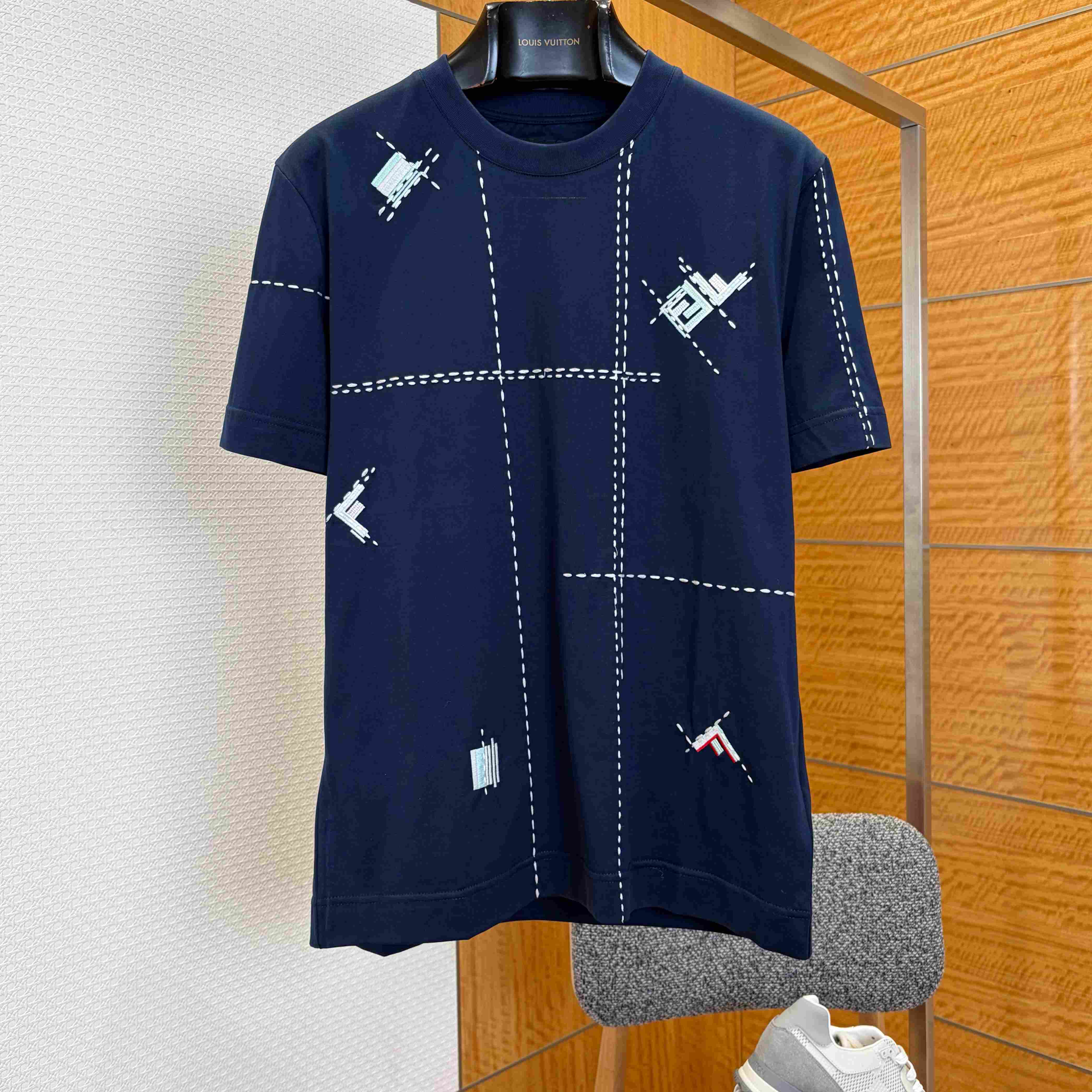 Fendi Dark Blue Cotton T-shirt - DesignerGu