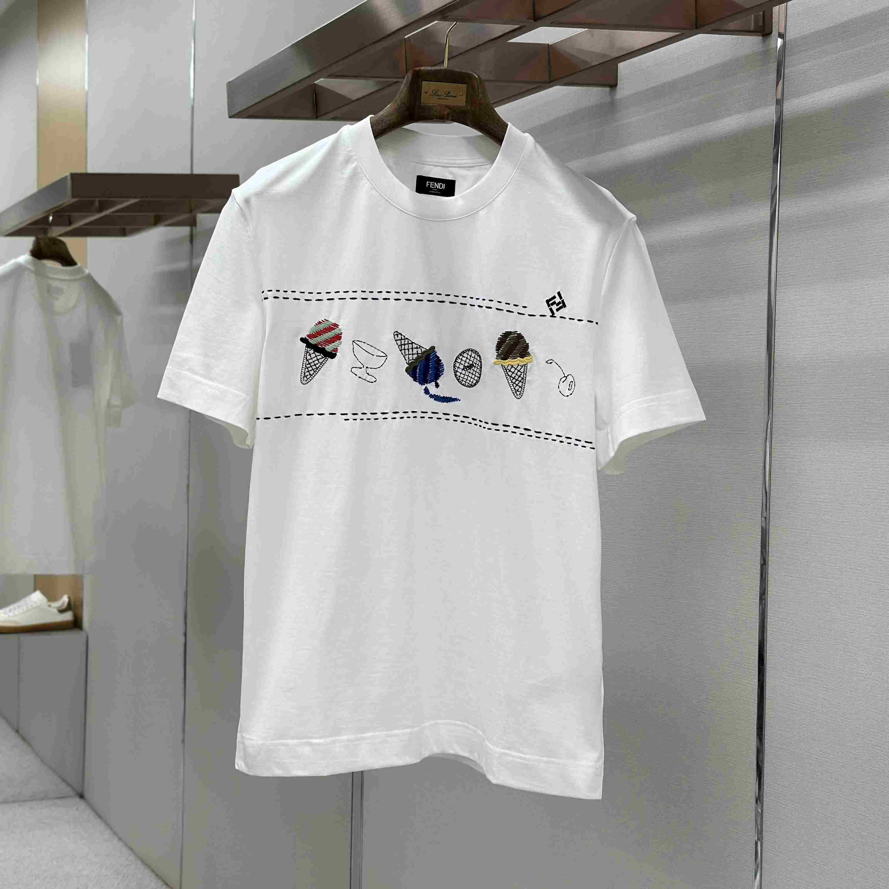 Fendi White Cotton T-shirt - DesignerGu