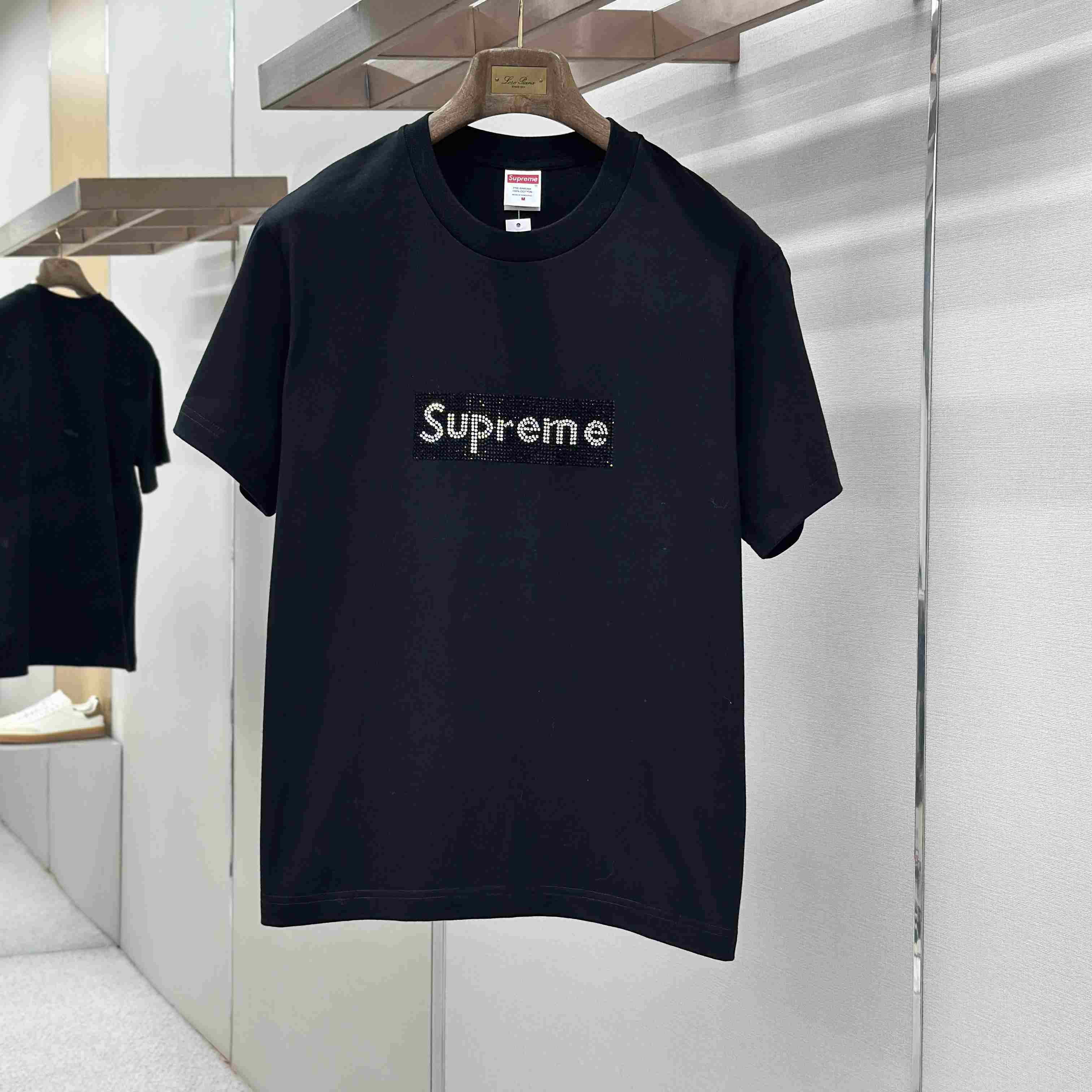 Supreme x Swarovski Box Logo T-Shirt - DesignerGu