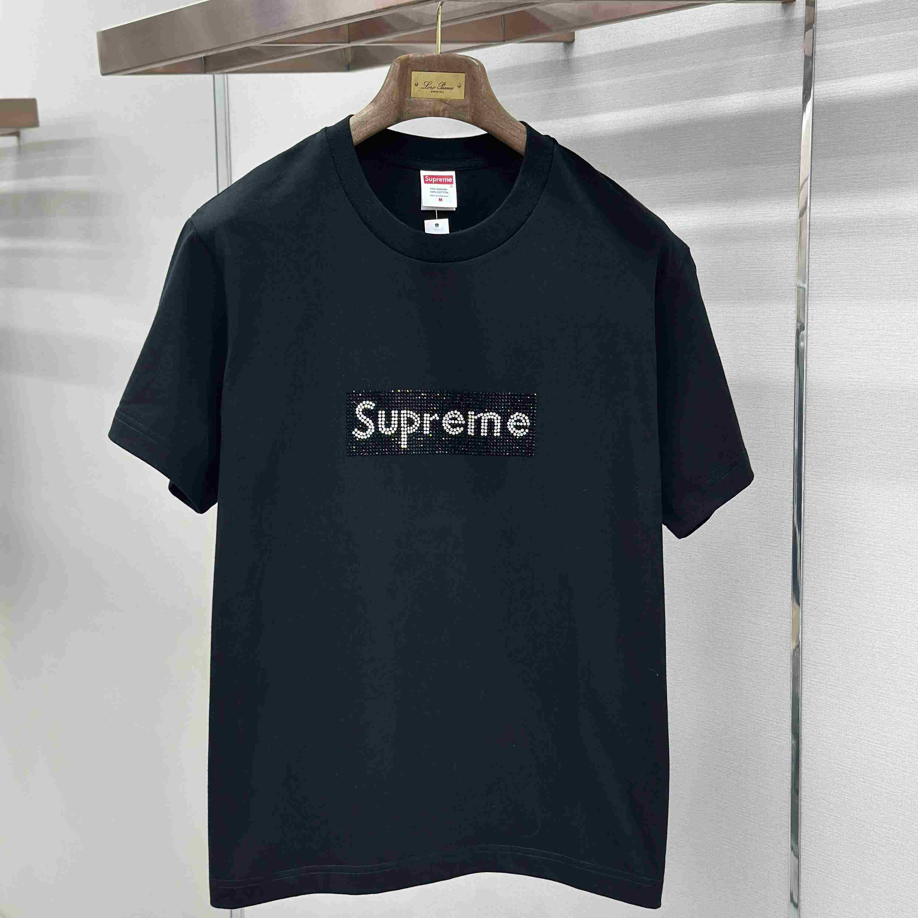 Supreme x Swarovski Box Logo T-Shirt - DesignerGu