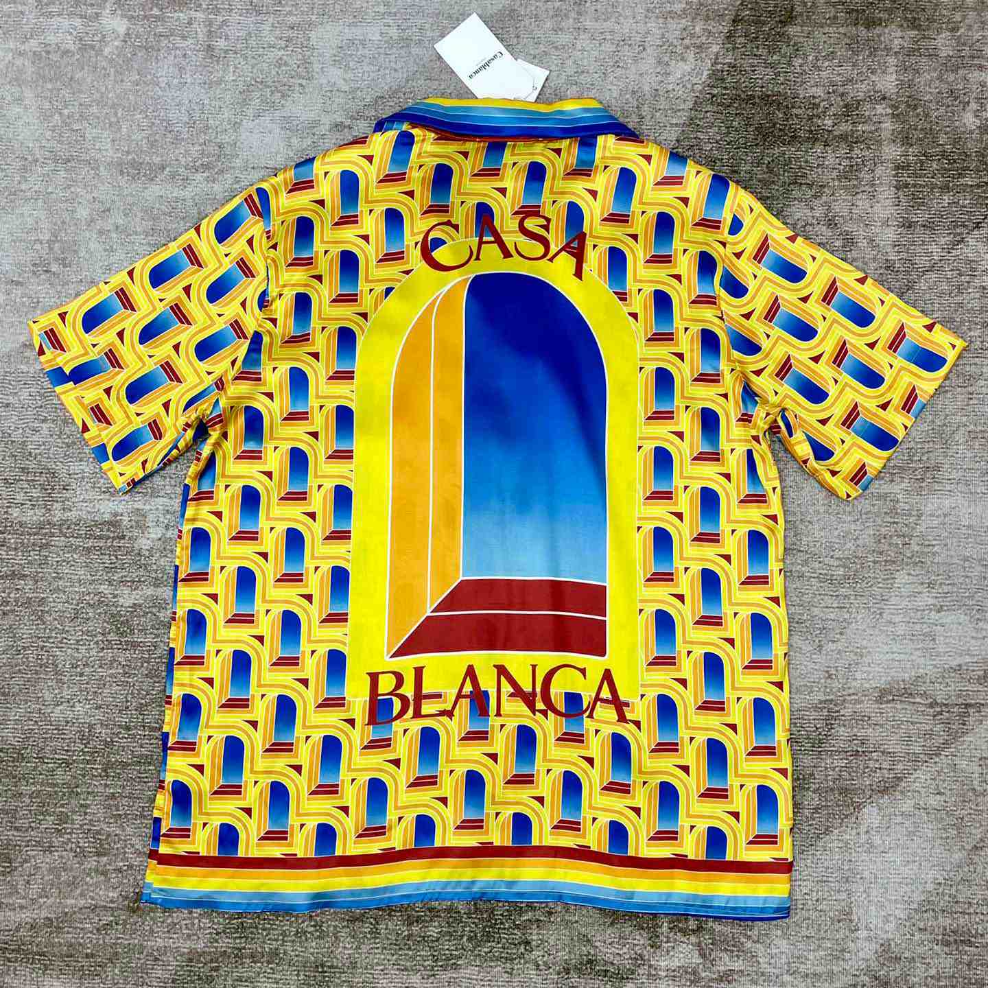Casablanca L'Arche De Jour Cuban Collar Silk Shirt 'Multicolor' c557 - DesignerGu