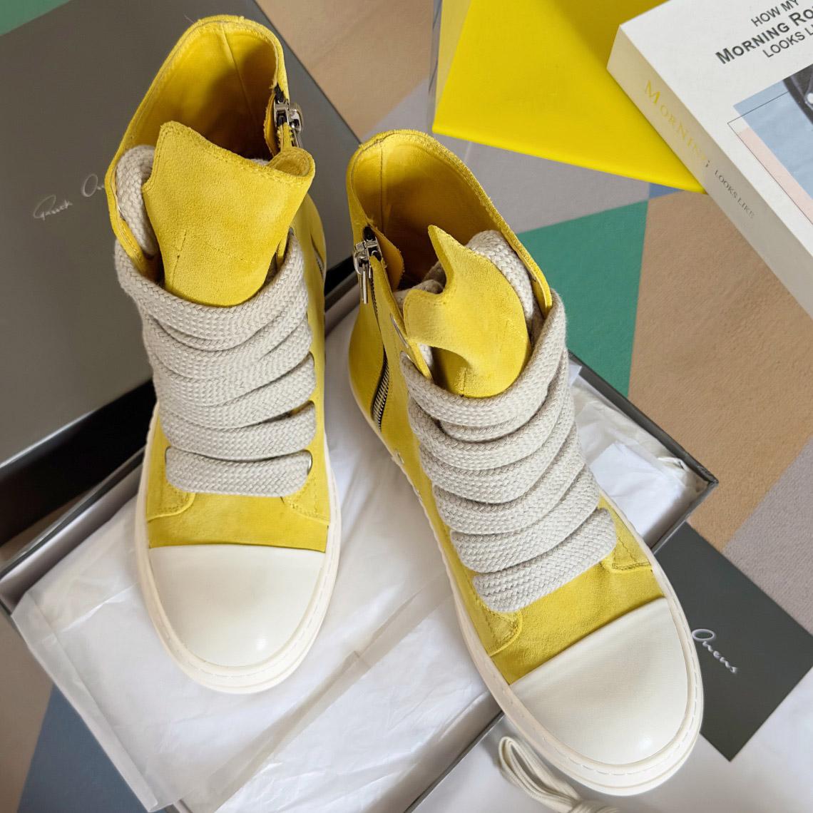 Rick Owens Yellow High Sneakers - DesignerGu