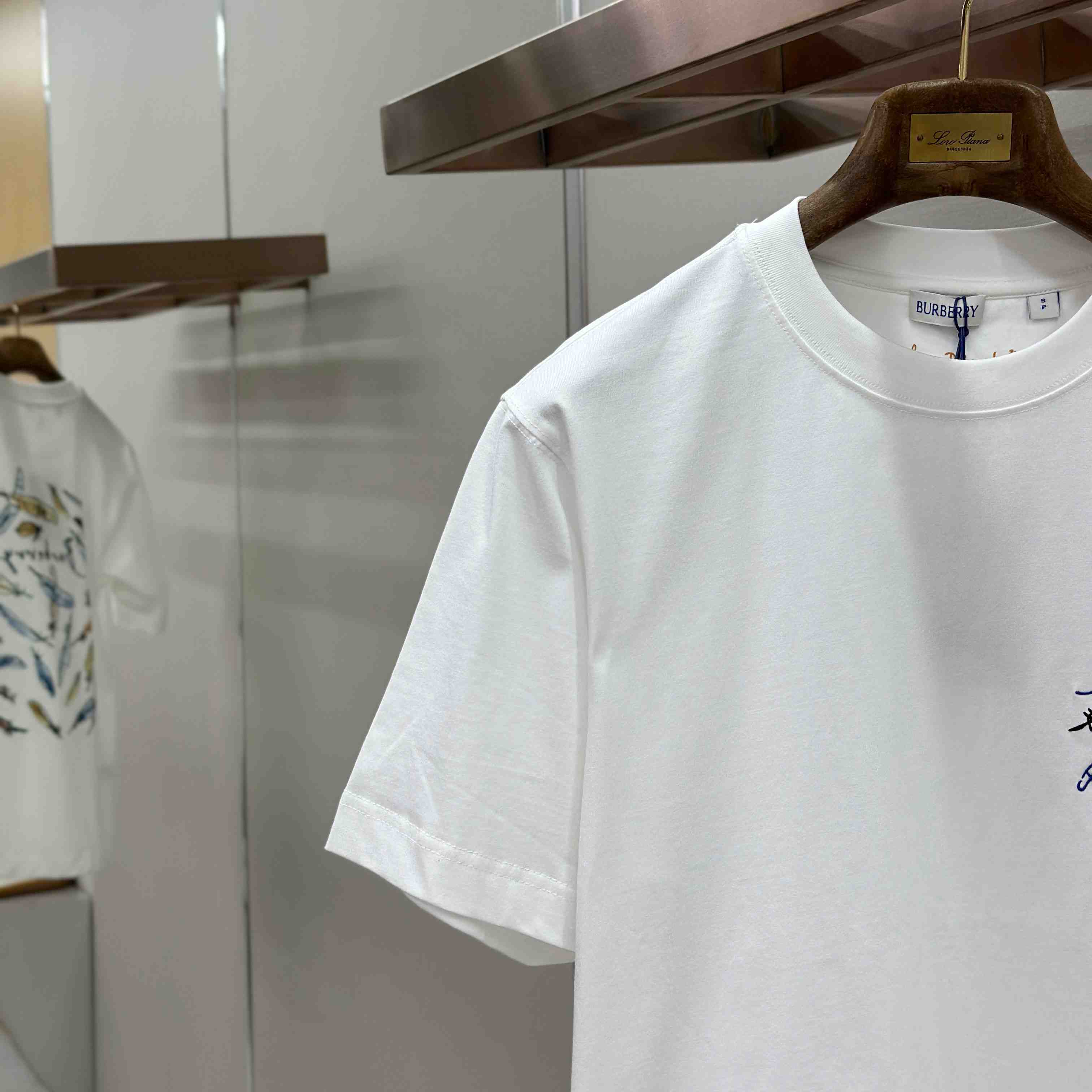 Burberry Feather Print Cotton T-shirt  'White' - DesignerGu