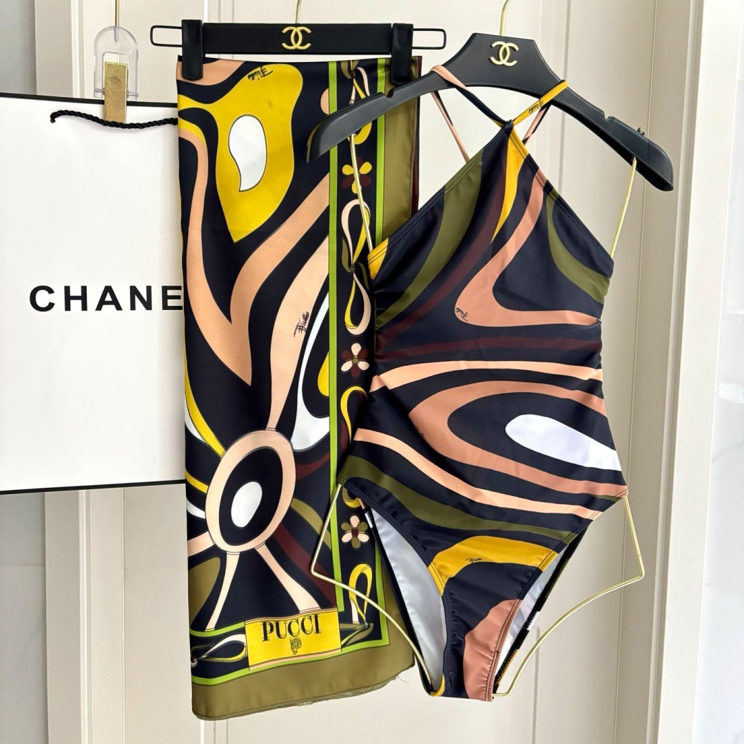 Pucci Printed Halterneck Swimsuit - DesignerGu
