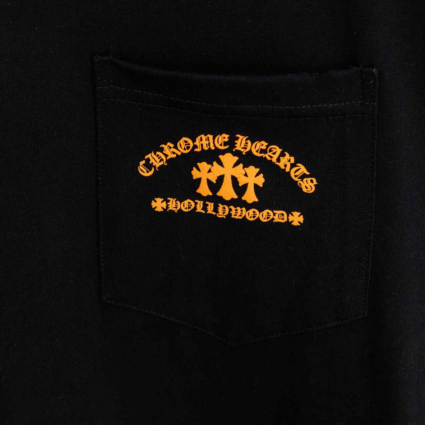 Chrome Hearts Triple Cross Hollywood Pocket Tee 'Black/Orange' - DesignerGu