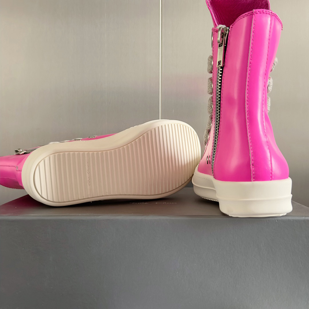 Rick Owens Pink Zip-Up Sneakers - DesignerGu