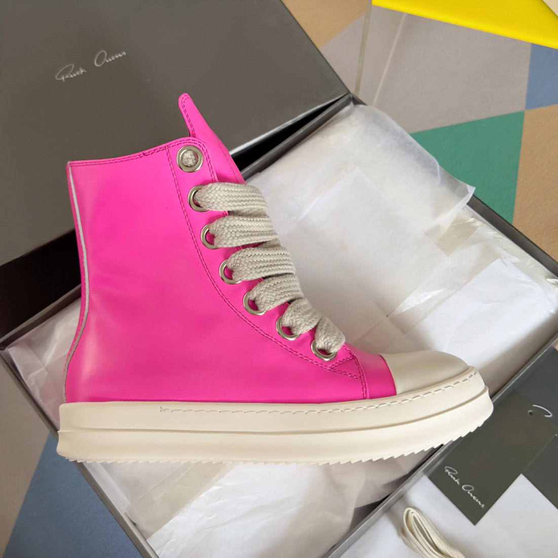 Rick Owens Pink Zip-Up Sneakers - DesignerGu