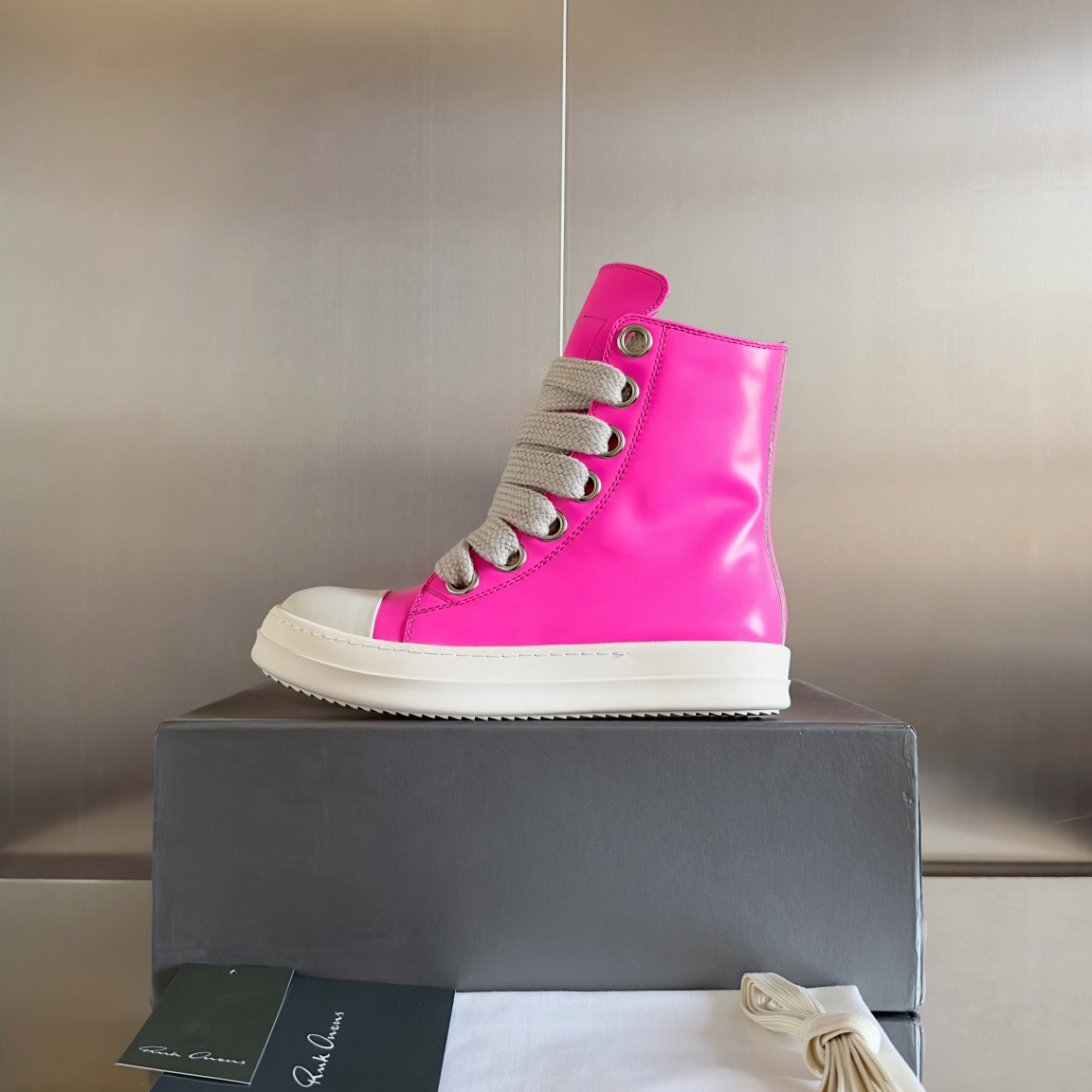 Rick Owens Pink Zip-Up Sneakers - DesignerGu