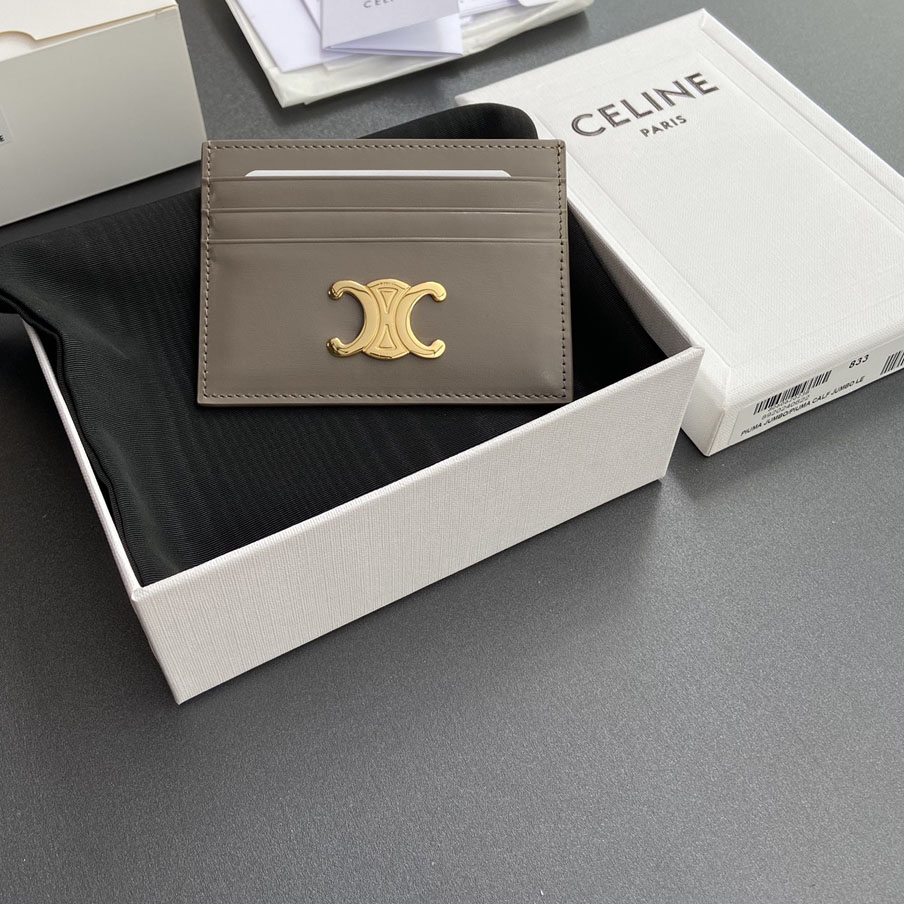 Celine Card Holder Triomphe In Shiny Calfskin  - DesignerGu