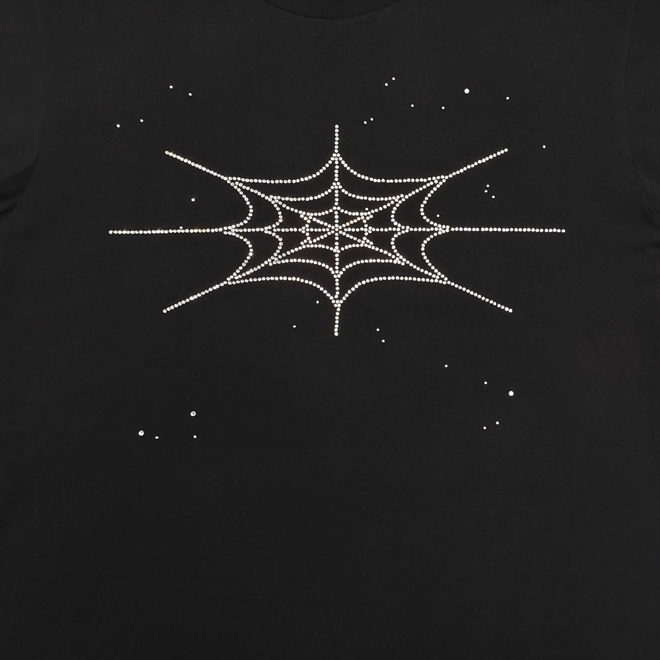 Sp5der Rhinestone Silk Tee 'Black' - DesignerGu