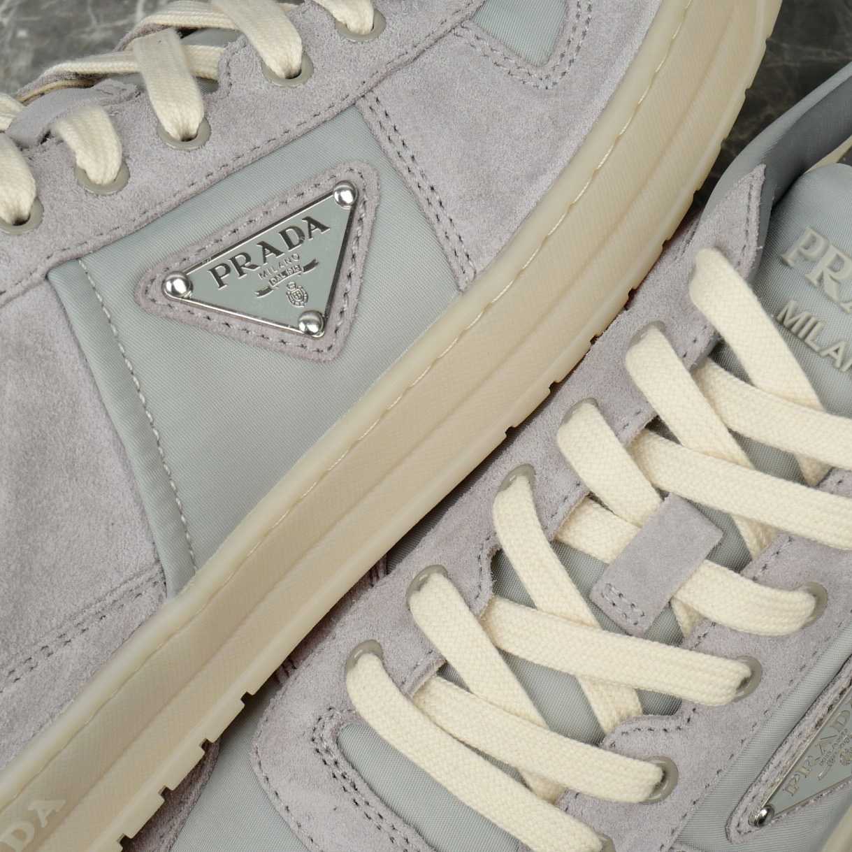 Prada Downtown Re-Nylon And Suede Sneakers - DesignerGu