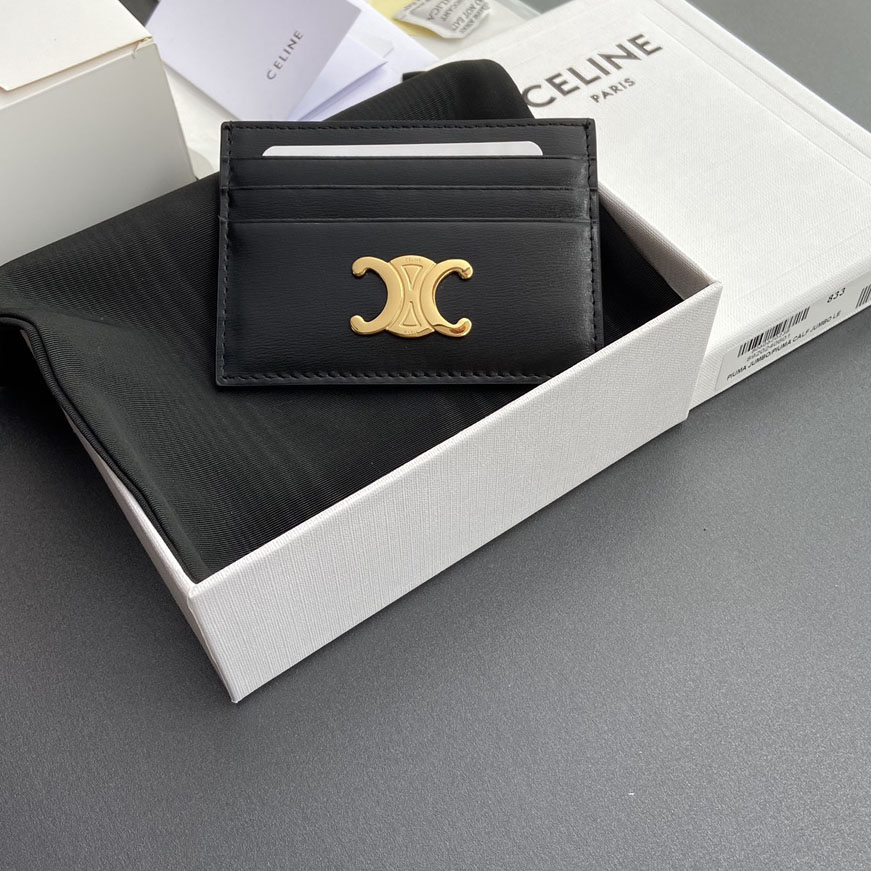 Celine Card Holder Triomphe In Shiny Calfskin  - DesignerGu
