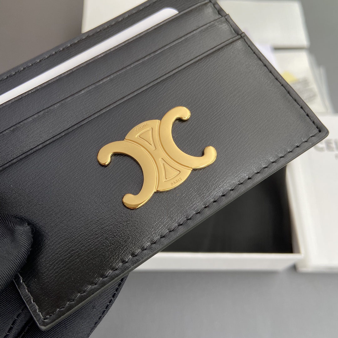 Celine Card Holder Triomphe In Shiny Calfskin  - DesignerGu