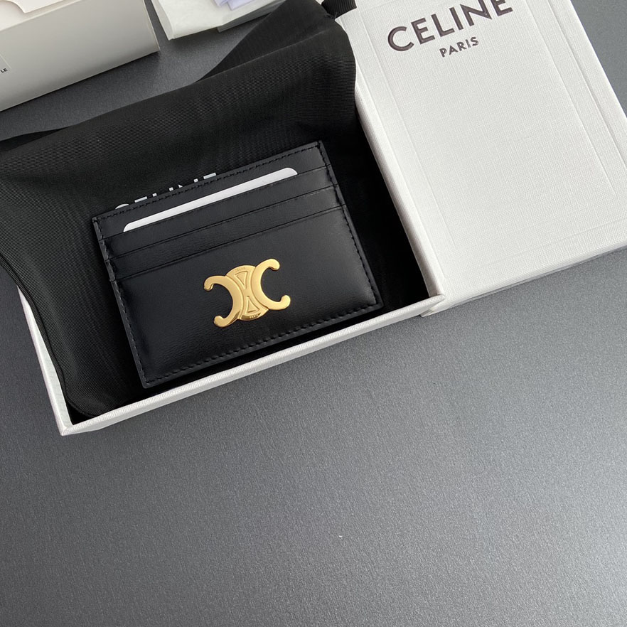 Celine Card Holder Triomphe In Shiny Calfskin  - DesignerGu