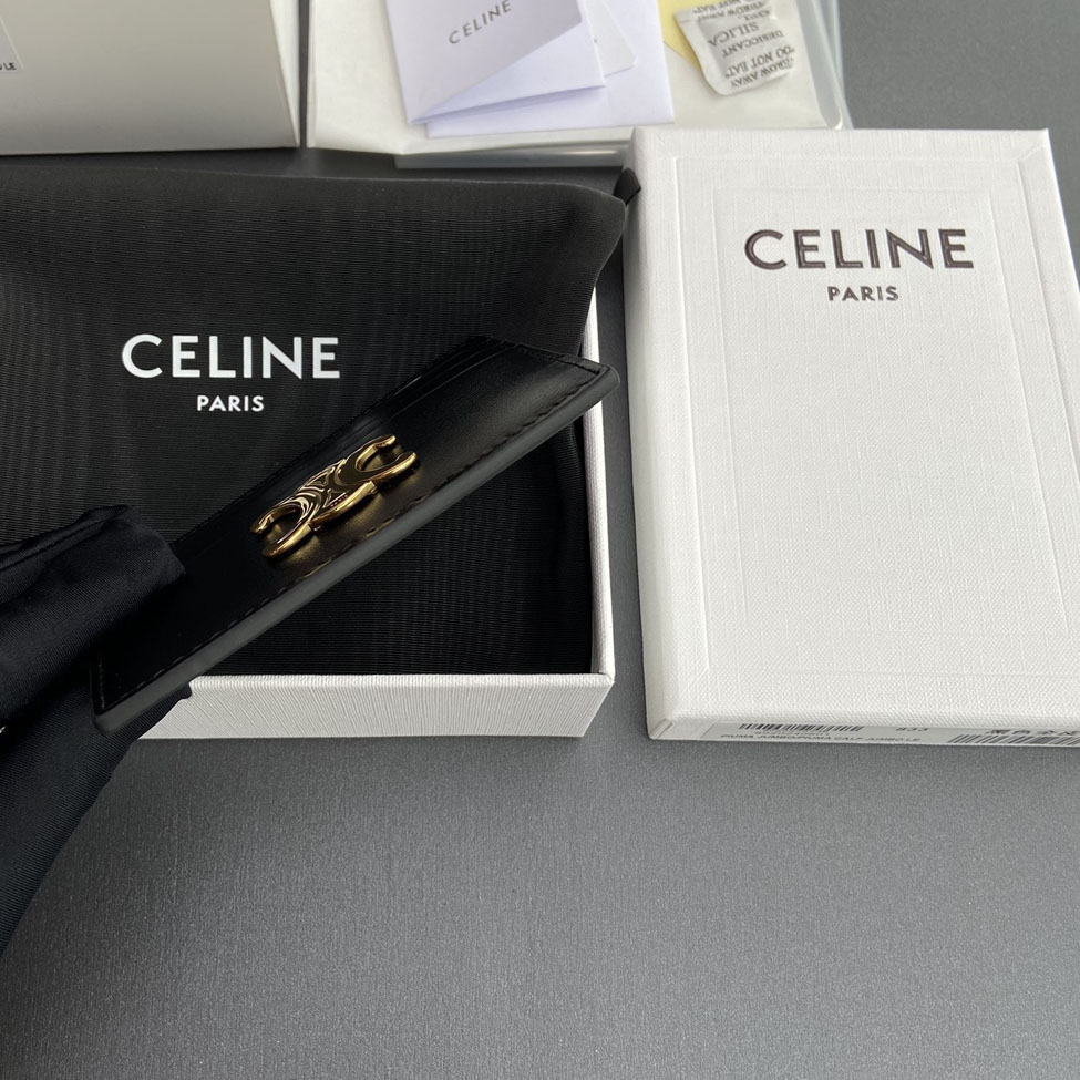 Celine Card Holder Triomphe In Shiny Calfskin  - DesignerGu