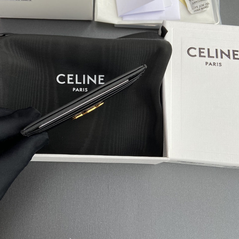 Celine Card Holder Triomphe In Shiny Calfskin  - DesignerGu