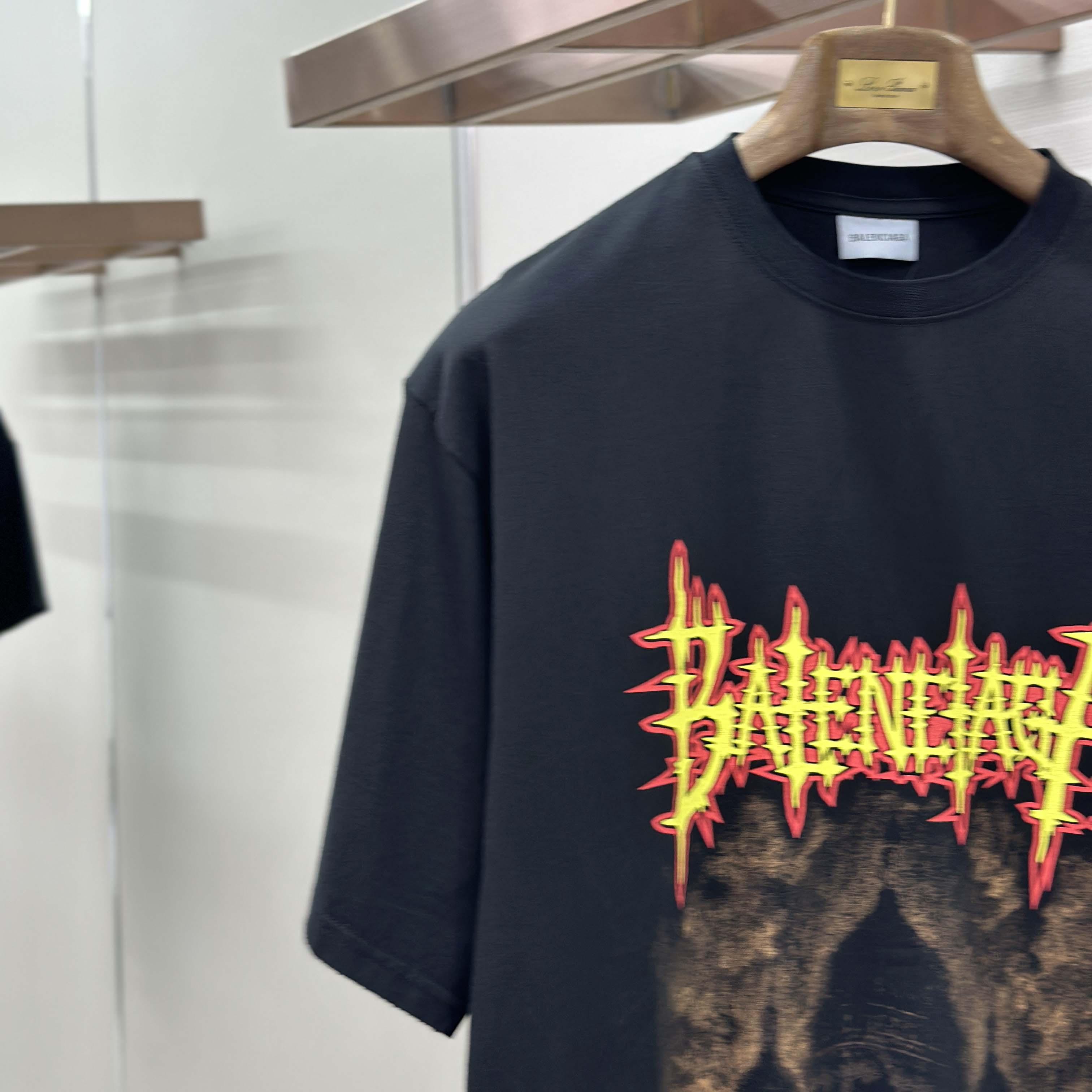 Balenciaga Paris Thunderstorm Oversized T-Shirt  - DesignerGu