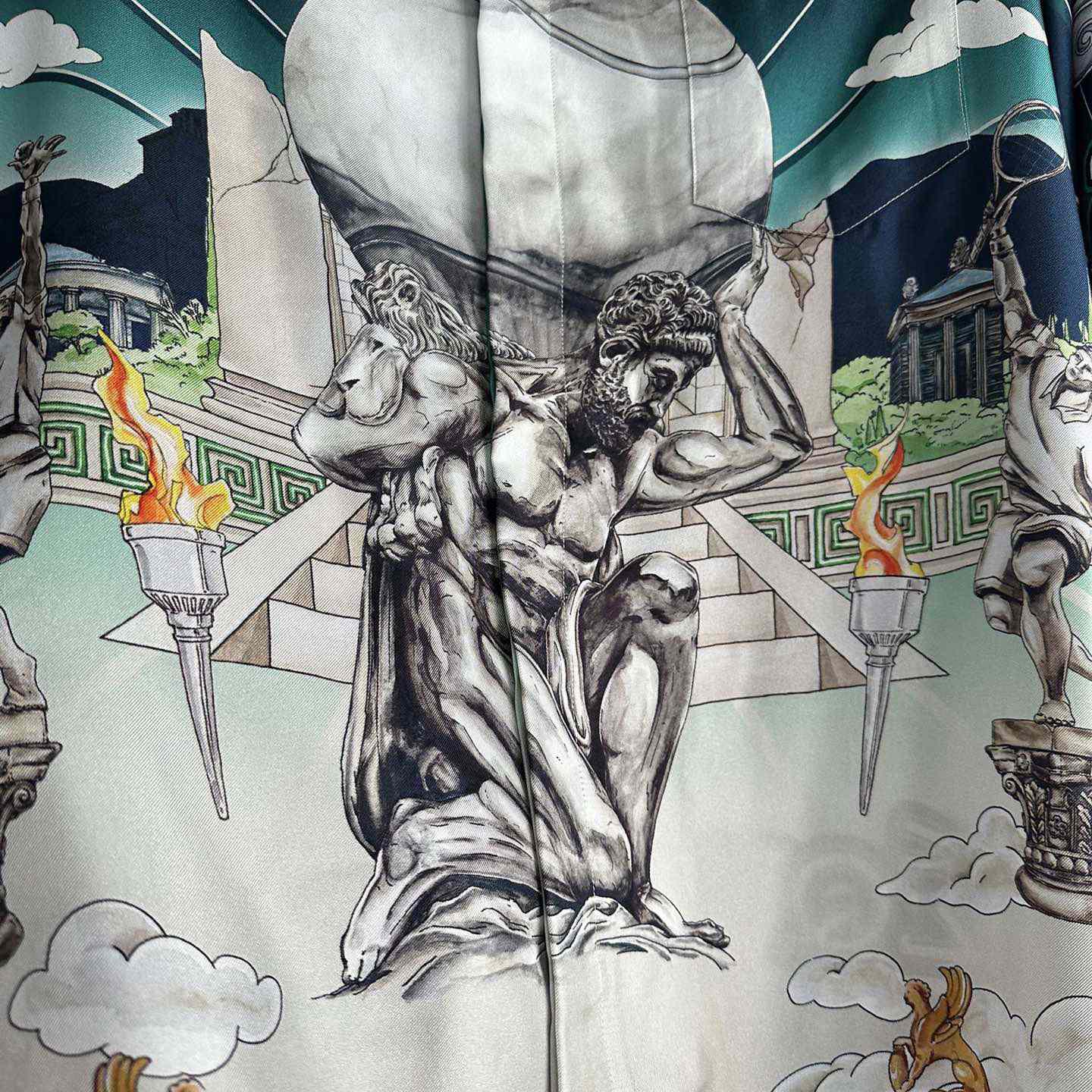 Casablanca Le Temple Du Sport Long Sleeve Silk Shirt - DesignerGu