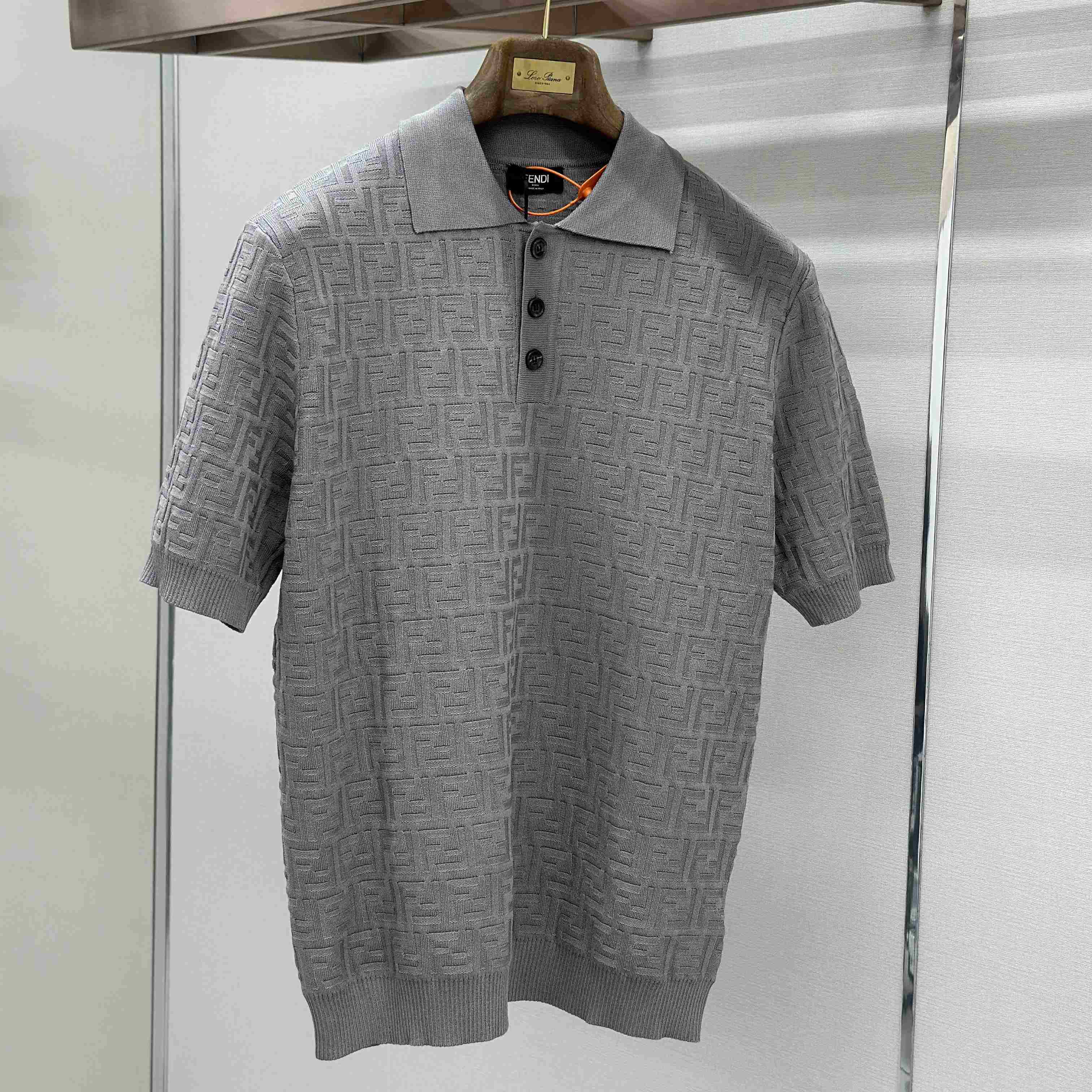 Fendi  Grey FF Cotton Polo Shirt  - DesignerGu