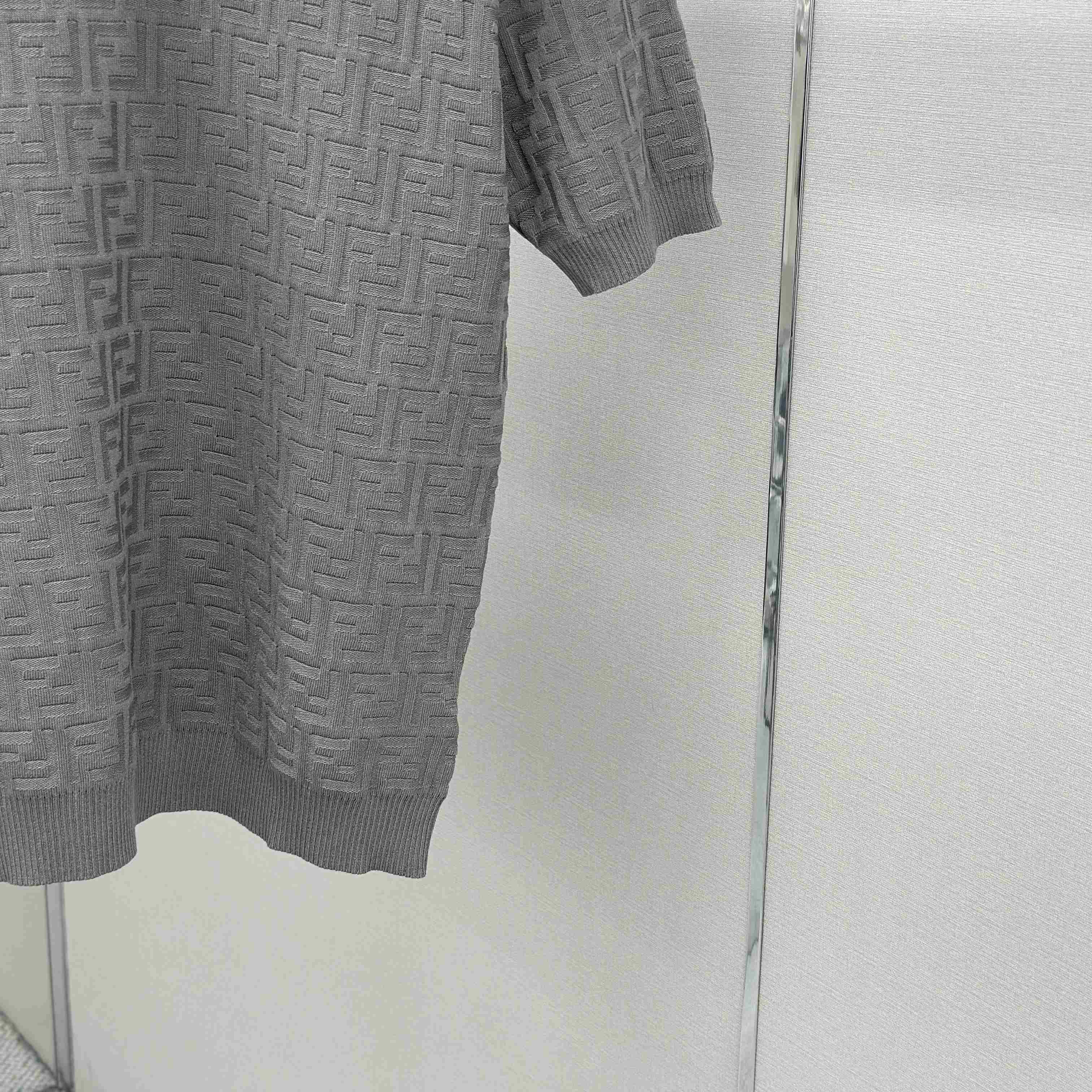 Fendi  Grey FF Cotton Polo Shirt  - DesignerGu