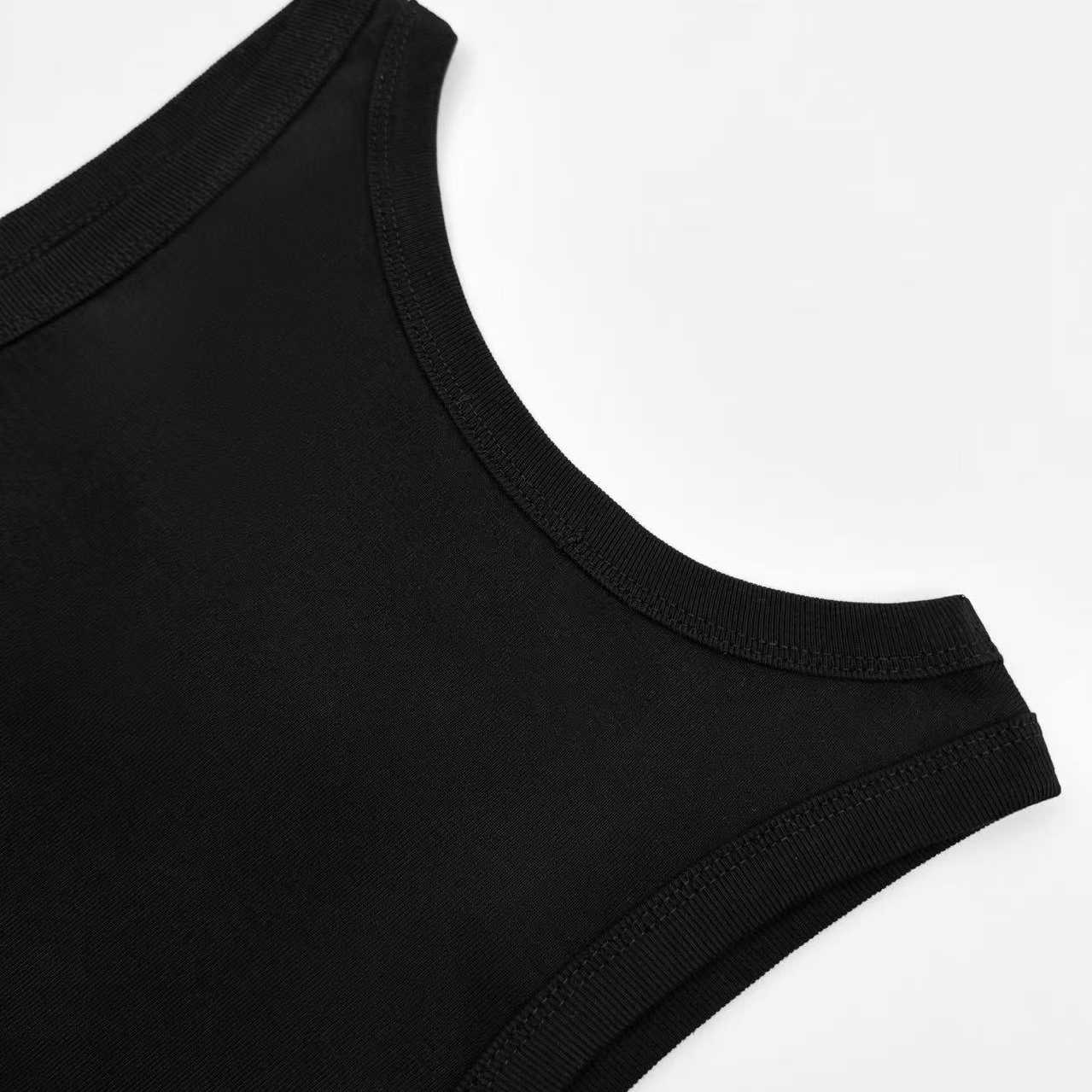 Prada Men's Black Logo Plaque Tank Top - DesignerGu