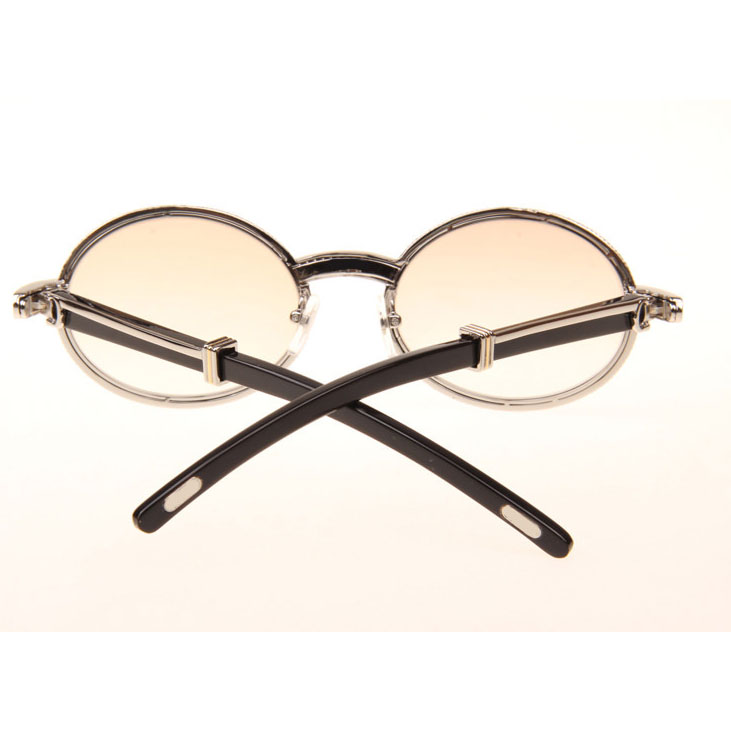 Cartier CT 7550178 Full Diamond Black Buffalo Sunglasses In Silver Brown - DesignerGu