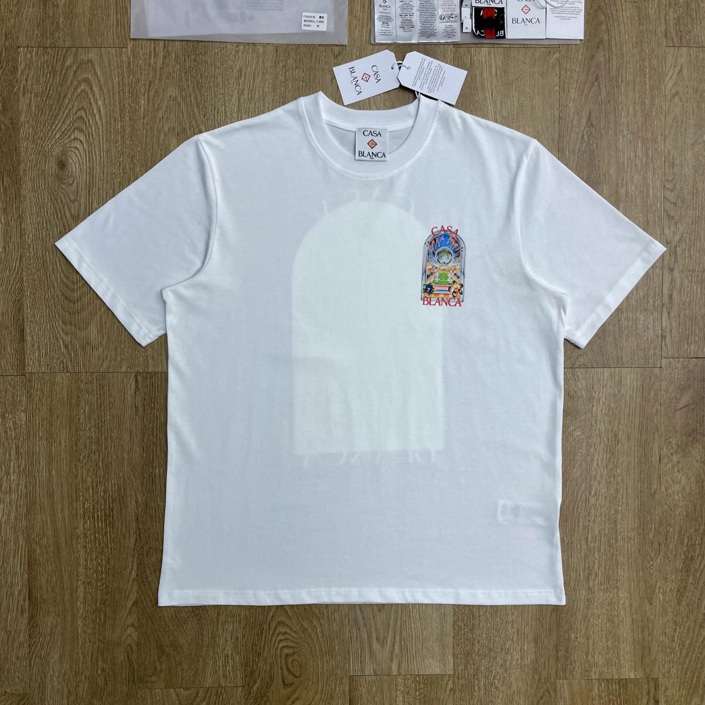 Casablanca White Tennis Landscape Short Sleeve T‑Shirt C1152 - DesignerGu