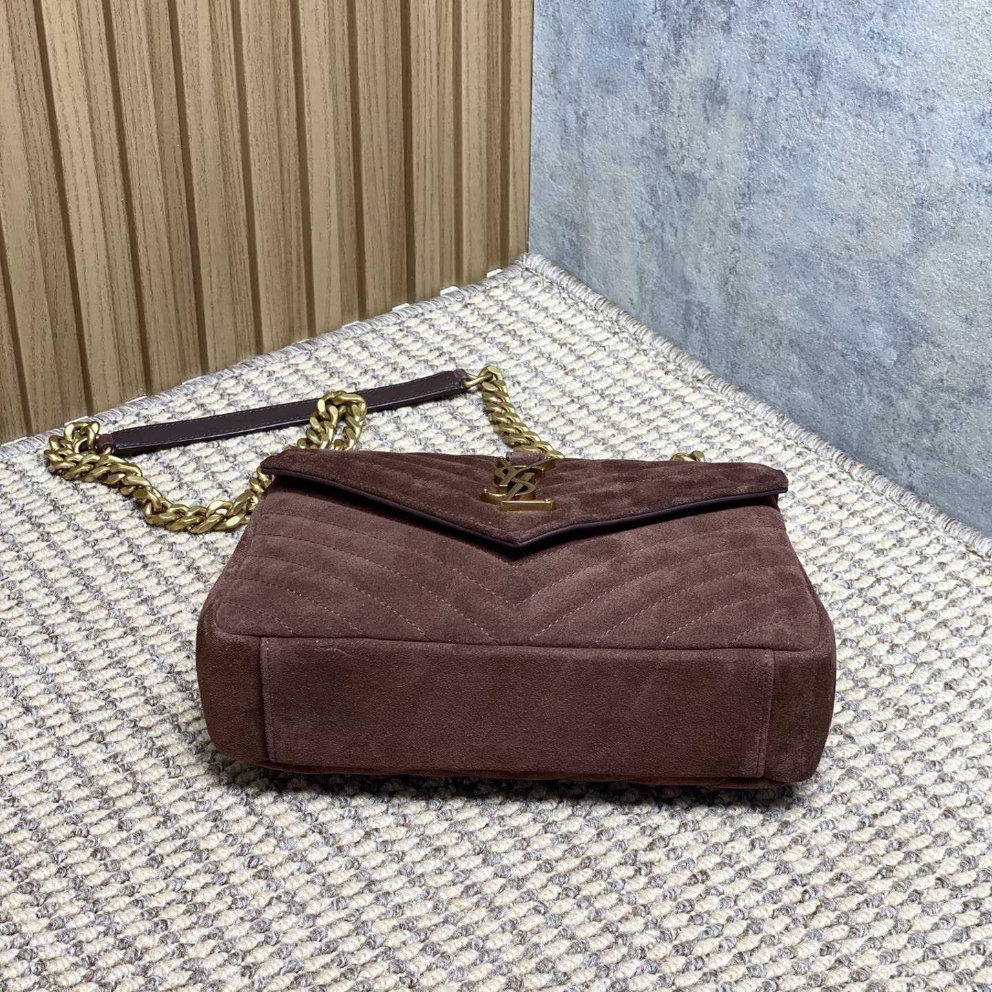Saint Laurent College Medium In Quilted Suede - DesignerGu