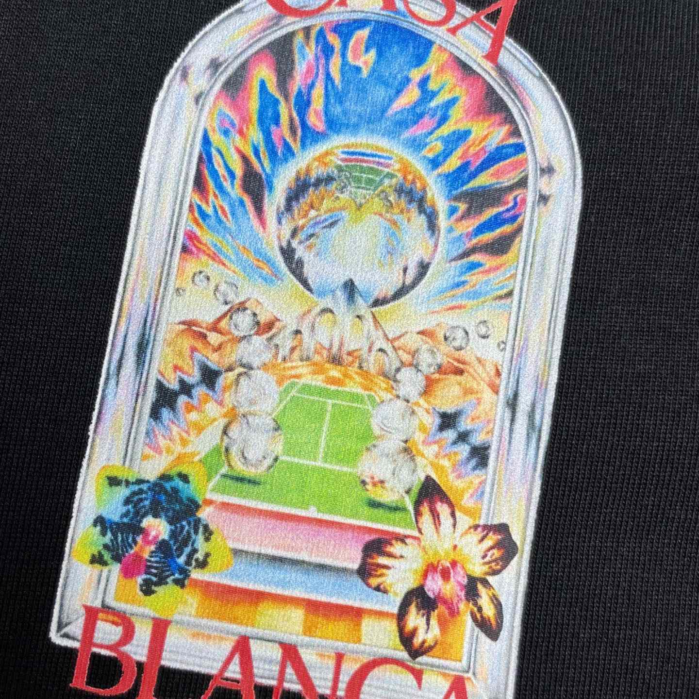 Casablanca Black Tennis Landscape Short Sleeve T‑Shirt C1151 - DesignerGu