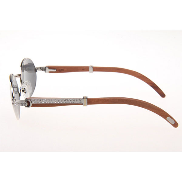 Cartier CT 7550178 Diamond Wood Sunglasses In Silver Grey - DesignerGu