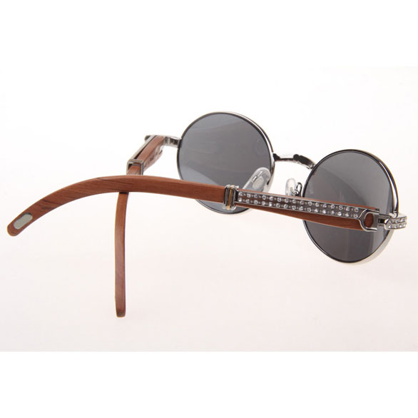 Cartier CT 7550178 Diamond Wood Sunglasses In Silver Grey - DesignerGu