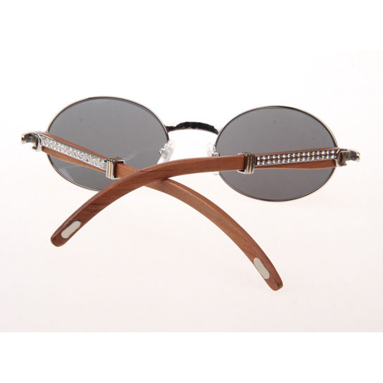 Cartier CT 7550178 Diamond Wood Sunglasses In Silver Grey - DesignerGu