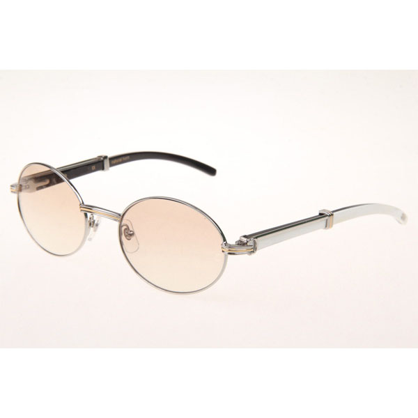 Cartier CT 7550178 White Mix Black Buffalo Sunglasses In Silver Brown - DesignerGu