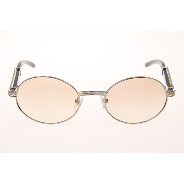 Cartier CT 7550178 White Mix Black Buffalo Sunglasses In Silver Brown - DesignerGu