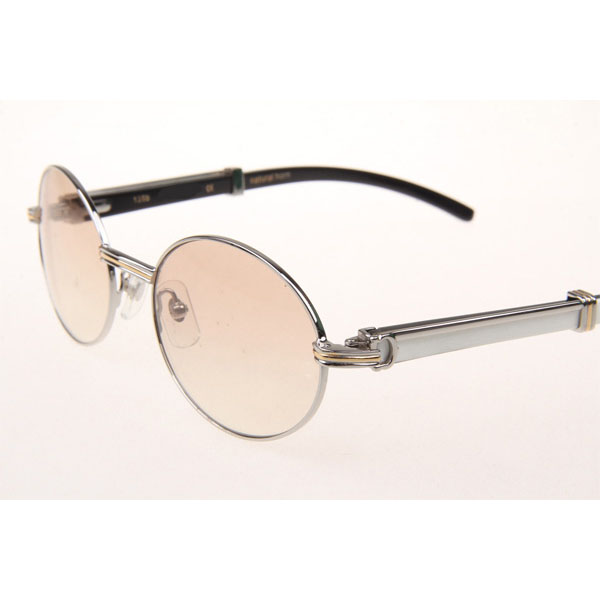 Cartier CT 7550178 White Mix Black Buffalo Sunglasses In Silver Brown - DesignerGu