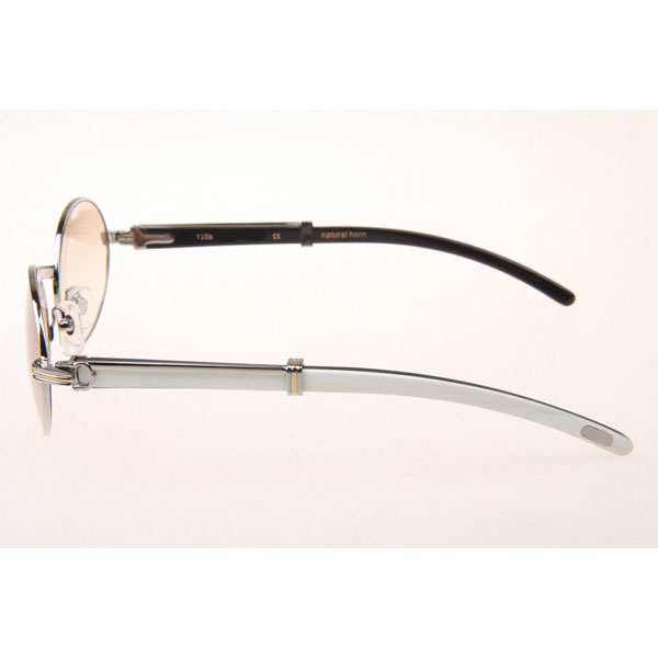 Cartier CT 7550178 White Mix Black Buffalo Sunglasses In Silver Brown - DesignerGu