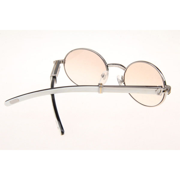 Cartier CT 7550178 White Mix Black Buffalo Sunglasses In Silver Brown - DesignerGu