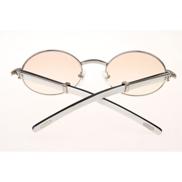 Cartier CT 7550178 White Mix Black Buffalo Sunglasses In Silver Brown - DesignerGu
