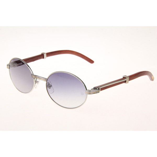 Cartier CT 7550178 Wood Sunglasses In Silver Grey - DesignerGu